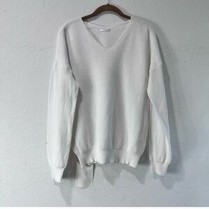 DRESKIP knitted white V-neck sweater size: L